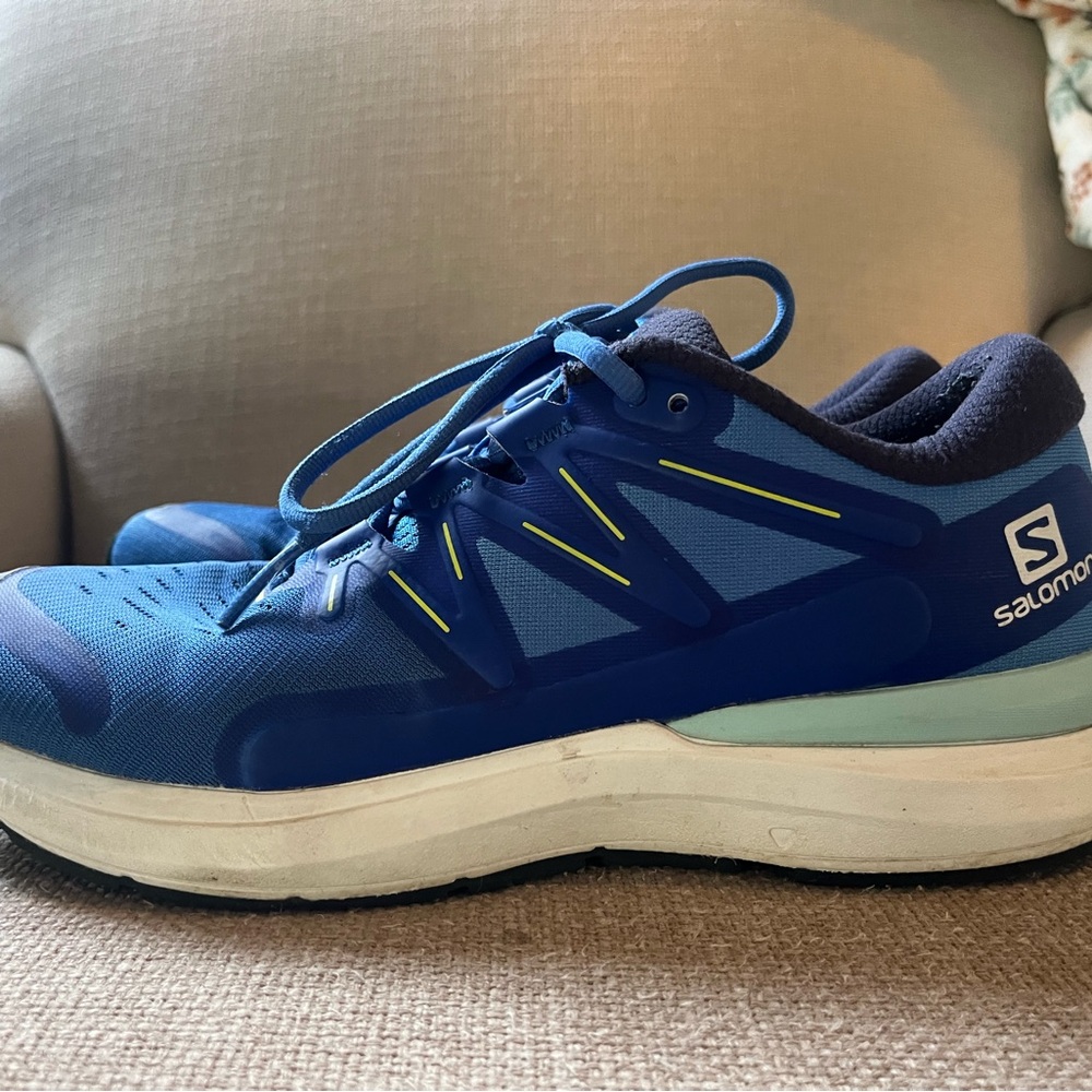 Salomon Blue and White Athletic Shoes with Quick-Lace System